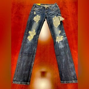 Machine 3 or 27 Skinny Blue Ripped Jeans